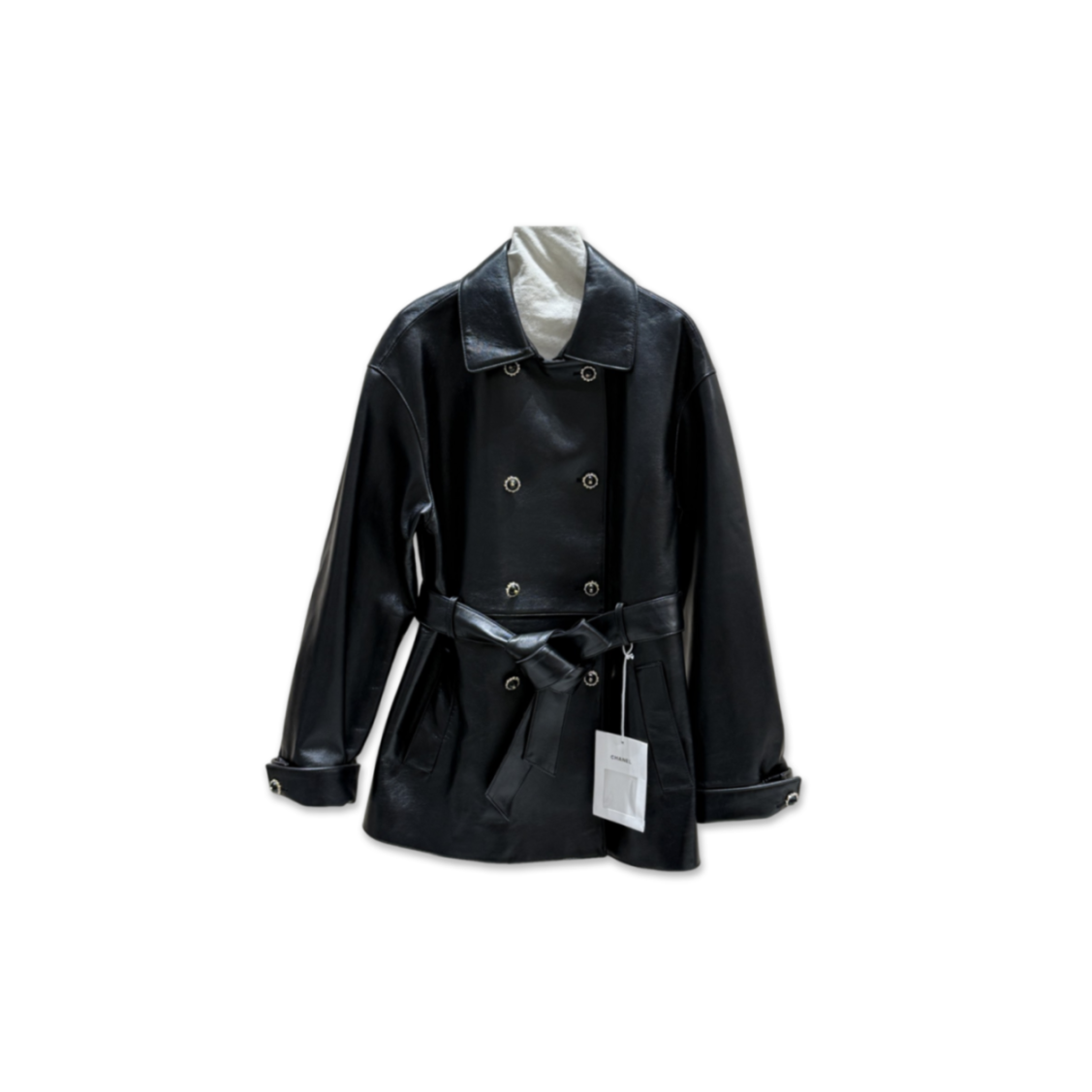 Ch**el mid-length leather jacket